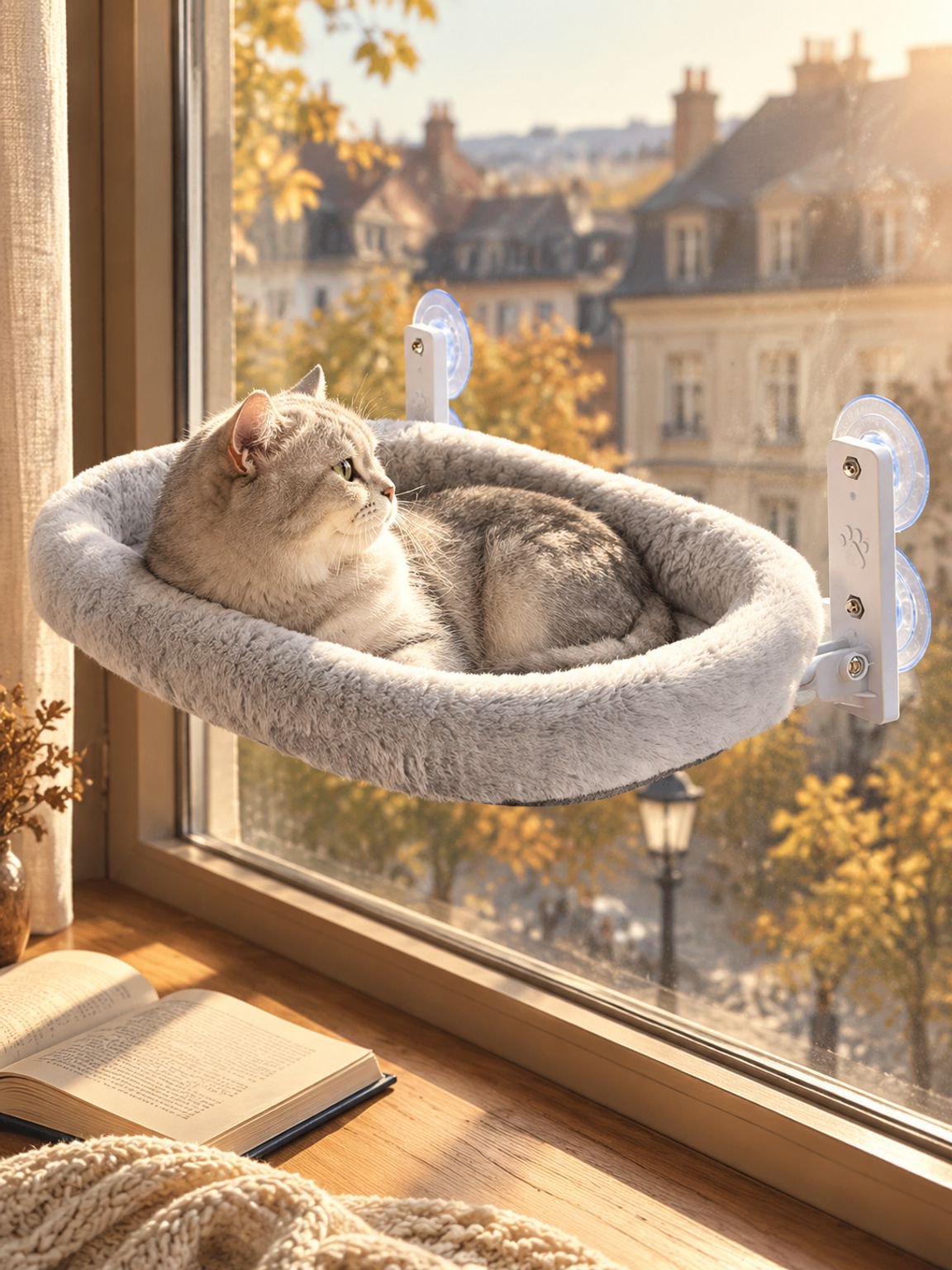 Hamac pour chat à ventouse, lit pour chat à fixer à la fenêtre, ventouse puissante pour une stabilit