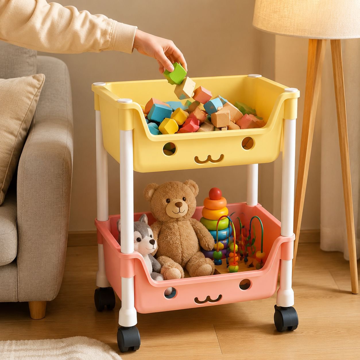 Multi-Layer Mobile Kids Toy Storage Shelf and Bookshelf