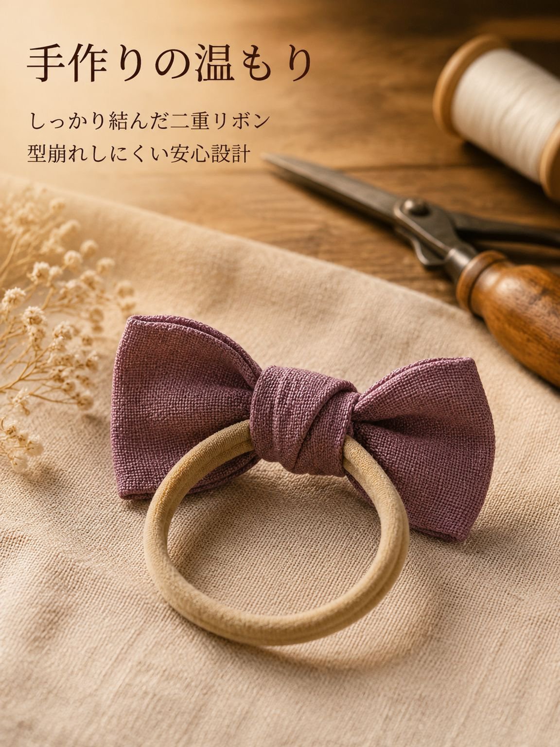 リネンリボンヘアタイ