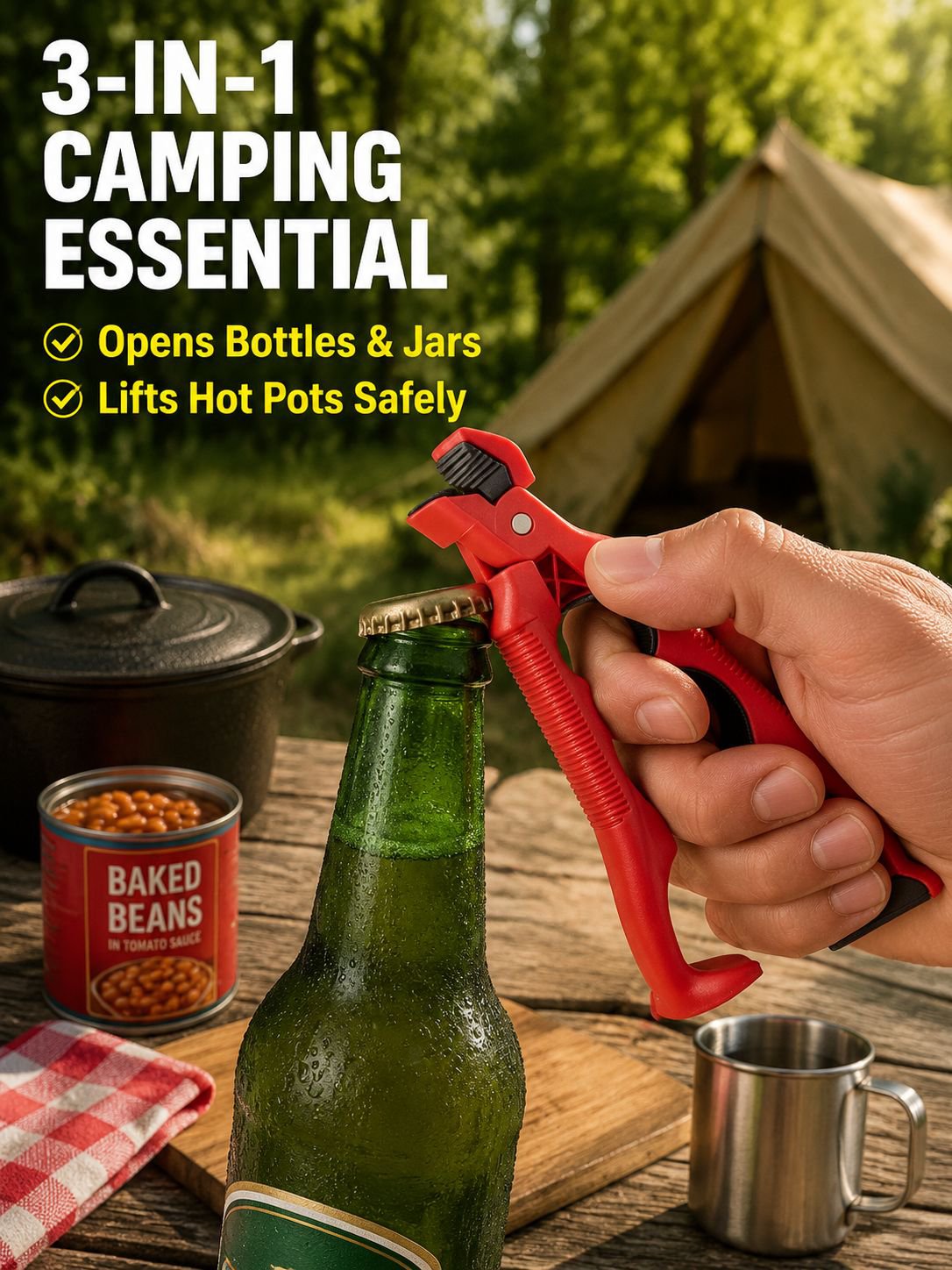 3-in-1 can open bottle, dish, and heat-resistant clip