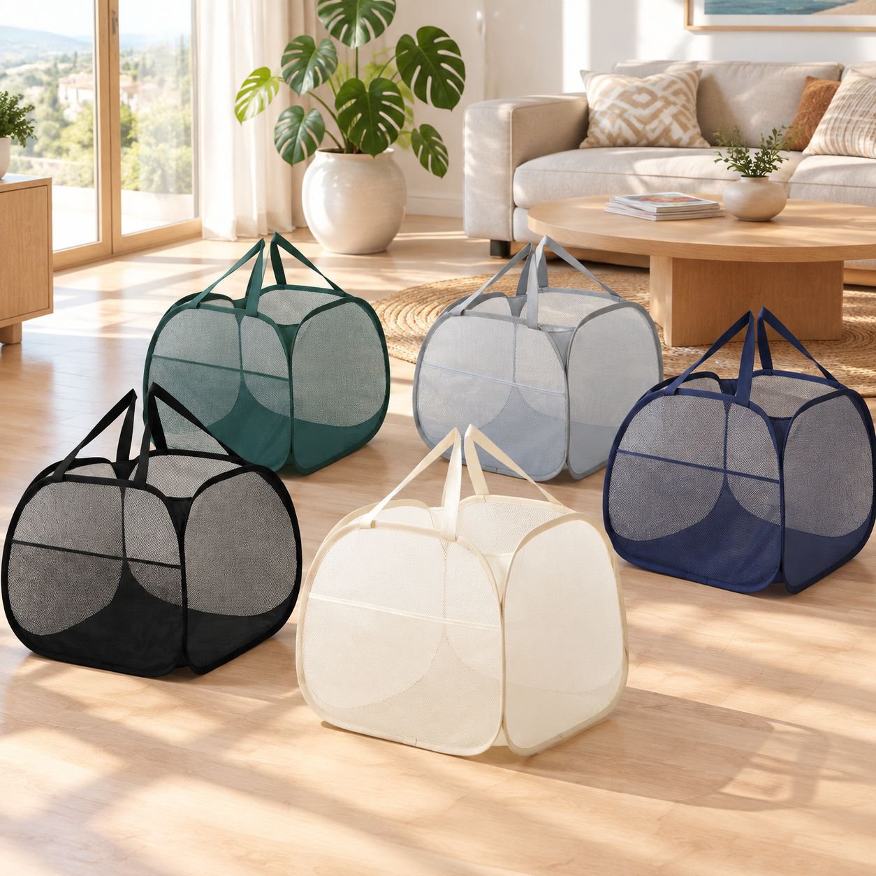 Cesta de ropa sucia plegable de gran capacidad de 90L, cesta de ropa sucia de gran apertura, cesta d