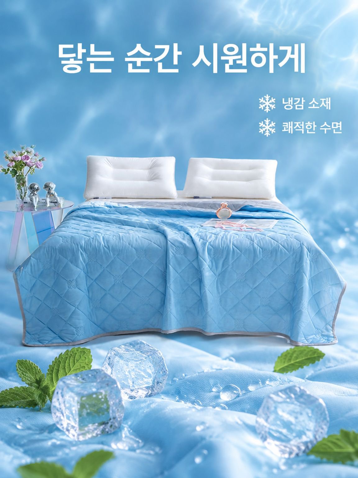 여름용 시원한 아이스 실크 이불