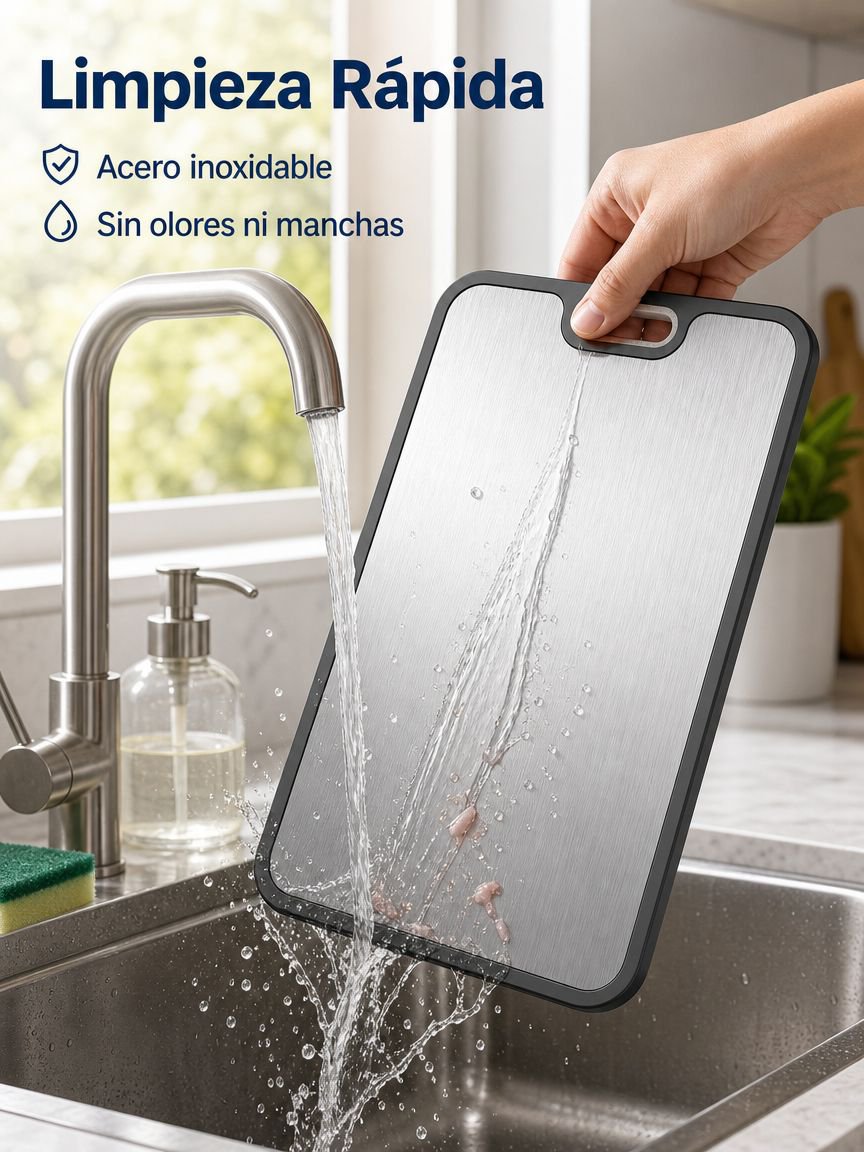 Tabla de cortar multifuncional de plástico y acero inoxidable de grado alimenticio