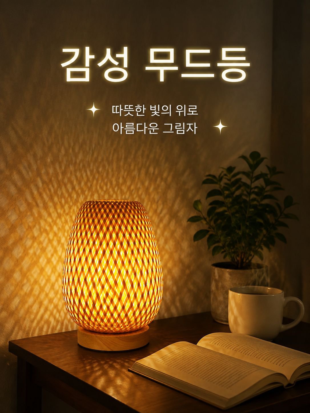 모던 심플 라탄 탁상 스탠드