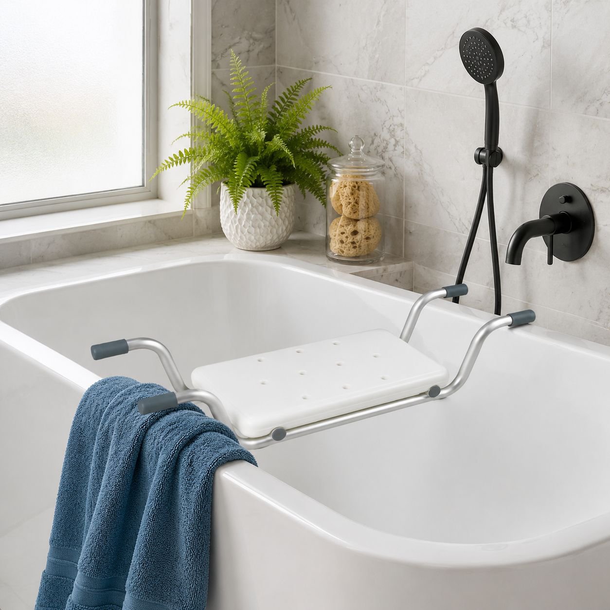 Non-Slip Bath Seat and Storage Shelf for Elderly, Pregnant Women, and Children