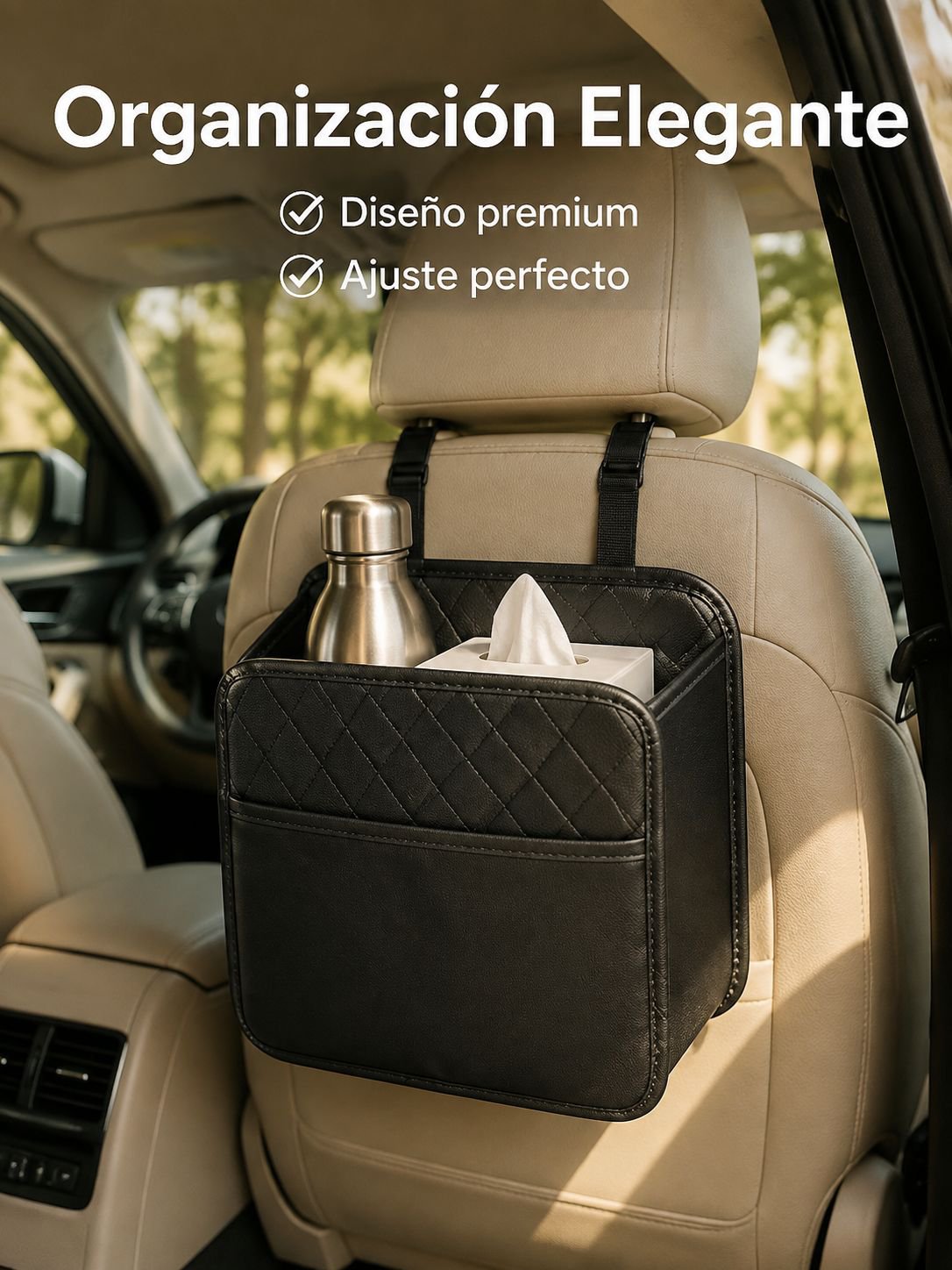 Organizador multifuncional para asiento trasero de coche