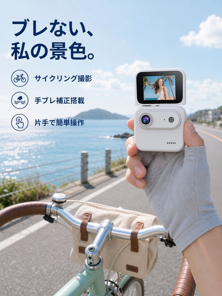 アウトドアスポーツミニハンドヘルドカメラ サイクリング＆Vlog撮影用