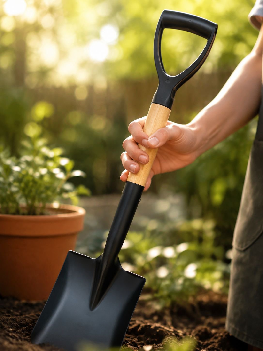 Versatile garden shovel for landscaping tasks
