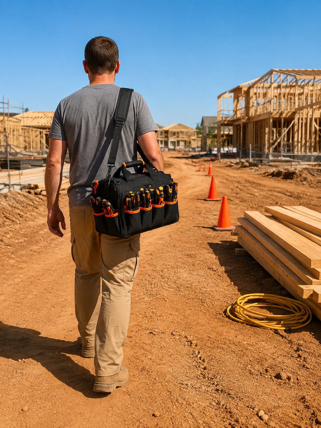 17-inch tool storage bag in action with various tools organized neatly