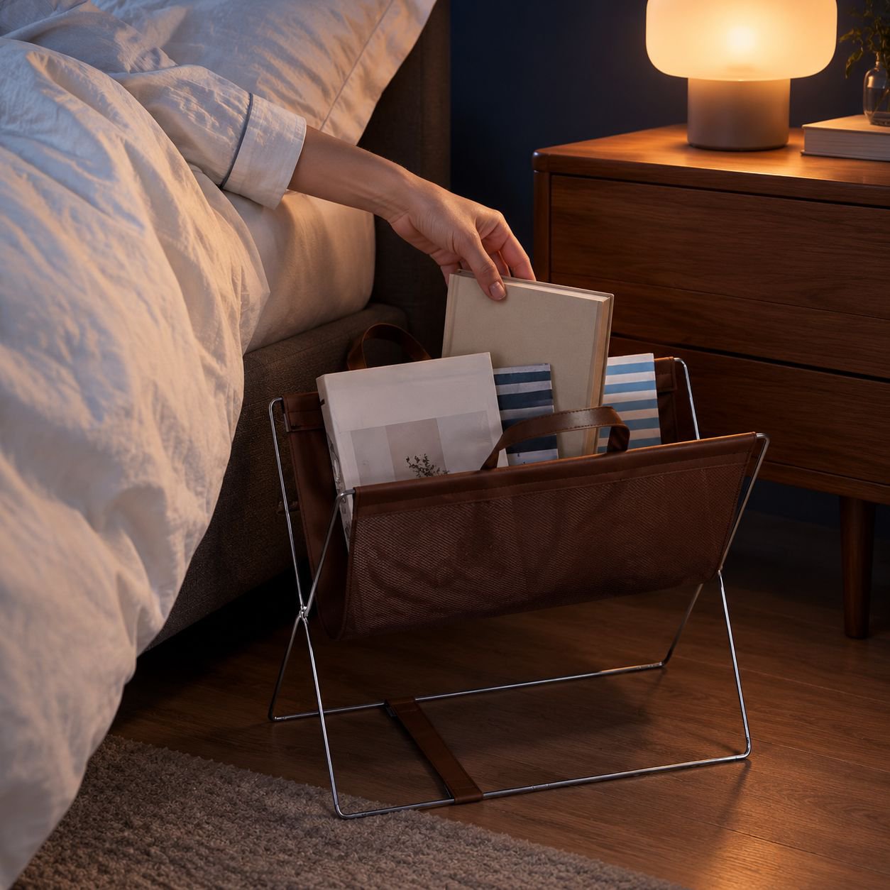 High-end contemporary bookshelf in a minimalist interior