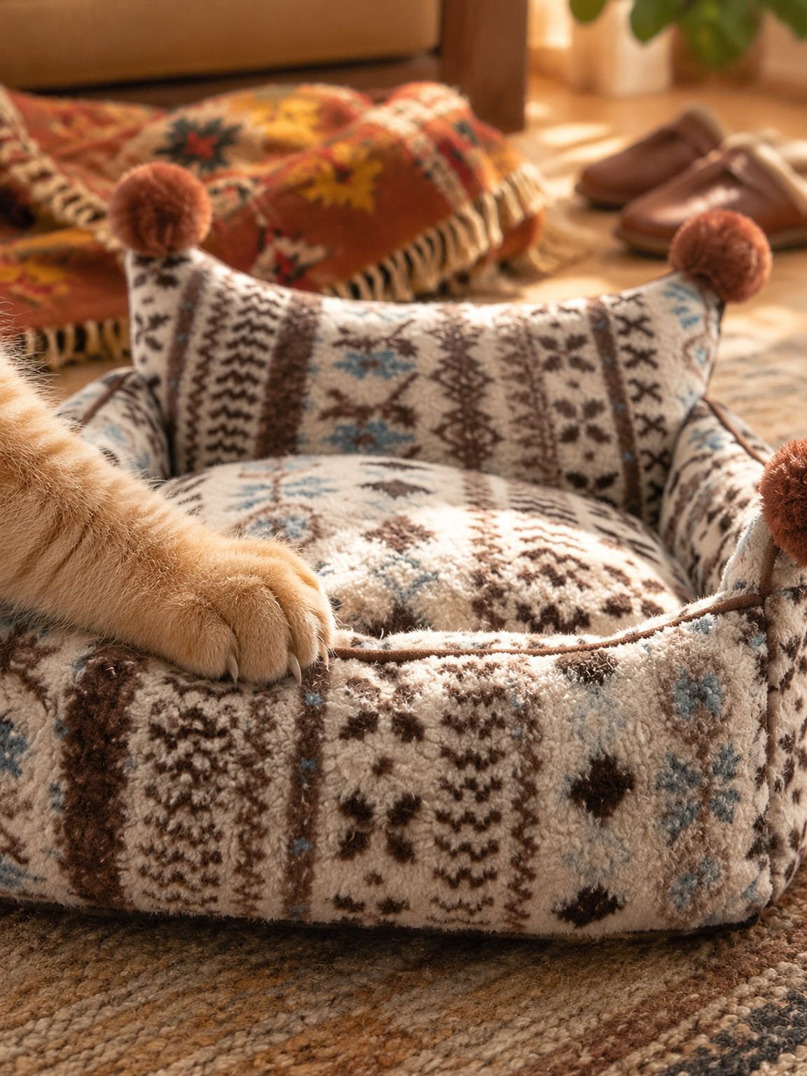 Decoración perfecta con el sofá cálido para mascotas en casa