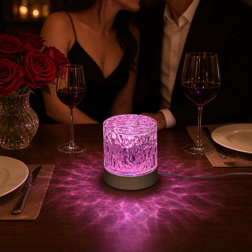 Lámpara romántica con efecto de ondas acuáticas y 16 colores