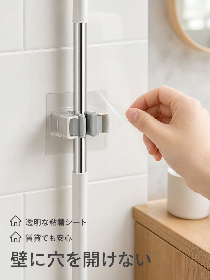 浴室用壁掛けほうきクリップ