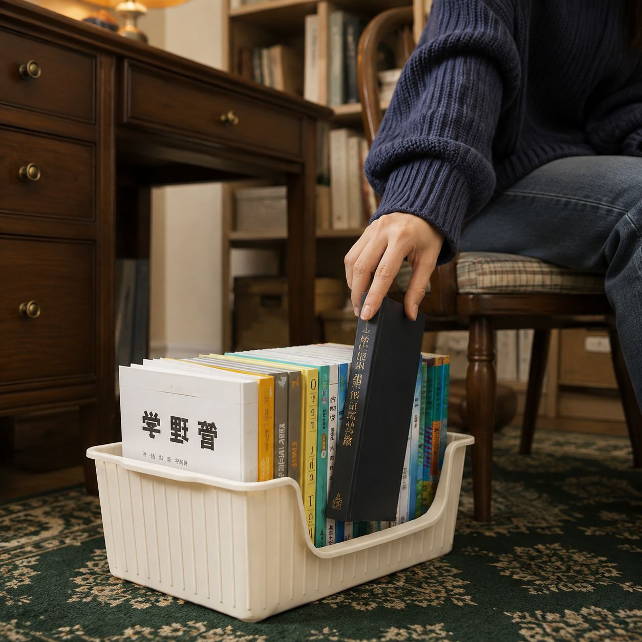 Student Storage Box with Wheels for Books and Toys