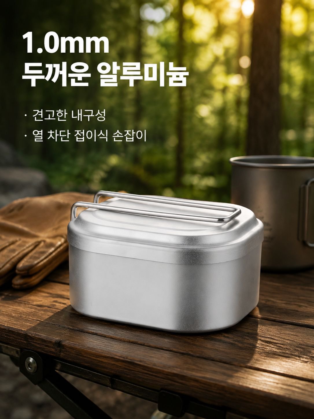풀 알루미늄 도시락 손잡이 사각형 야외 캠핑