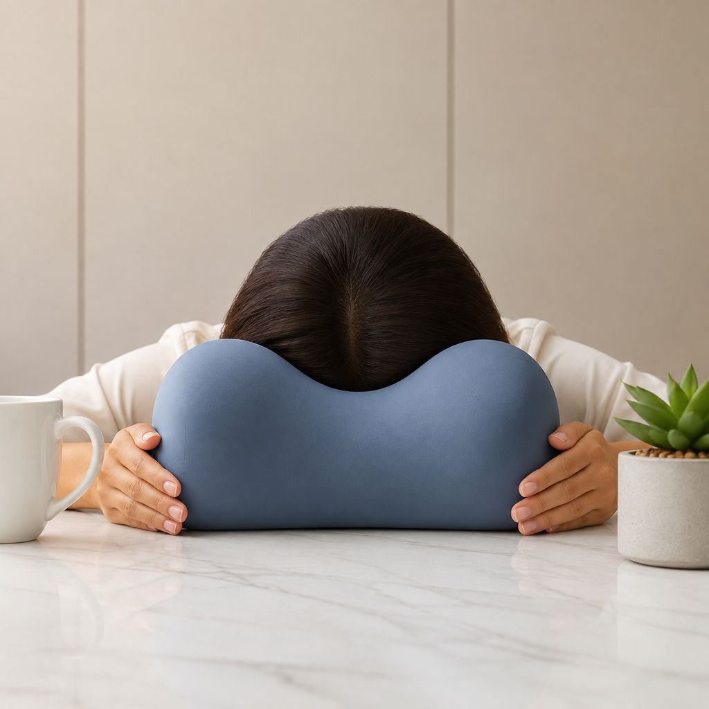 Vista lateral del cojín ergonómico para siestas