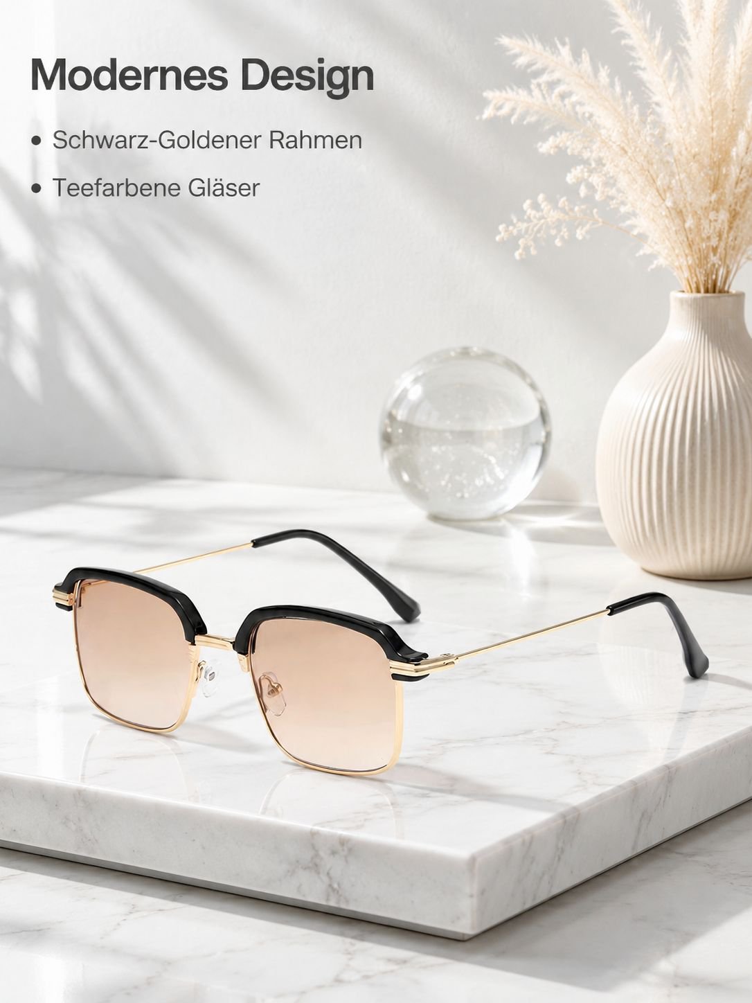Progressive Lesebrille mit Teegläsern für Nah- und Fernsicht