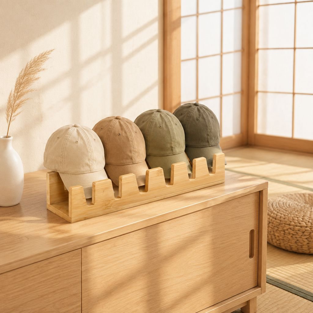 木製の野球帽収納・ディスプレイラック