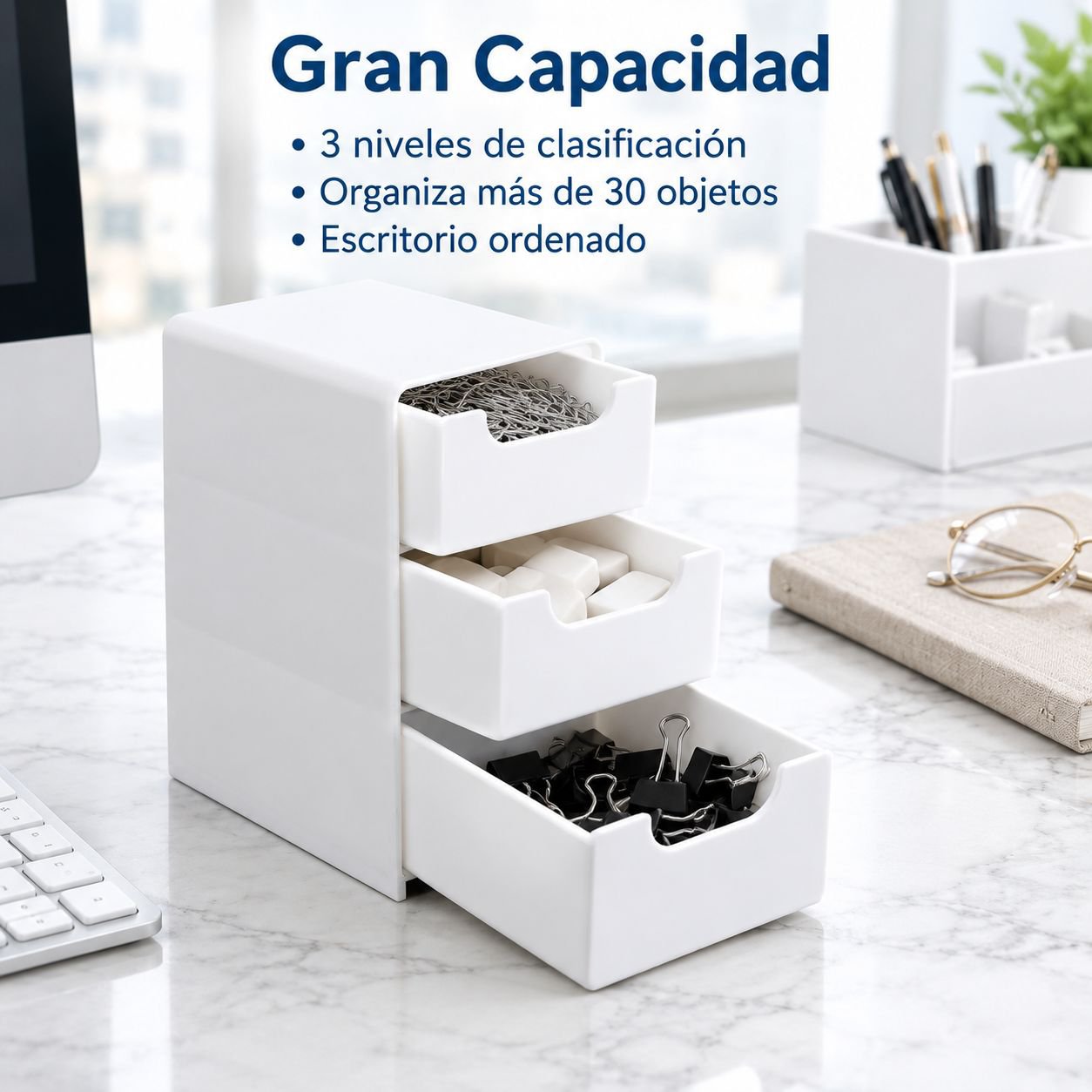 Organizador de escritorio con cajones