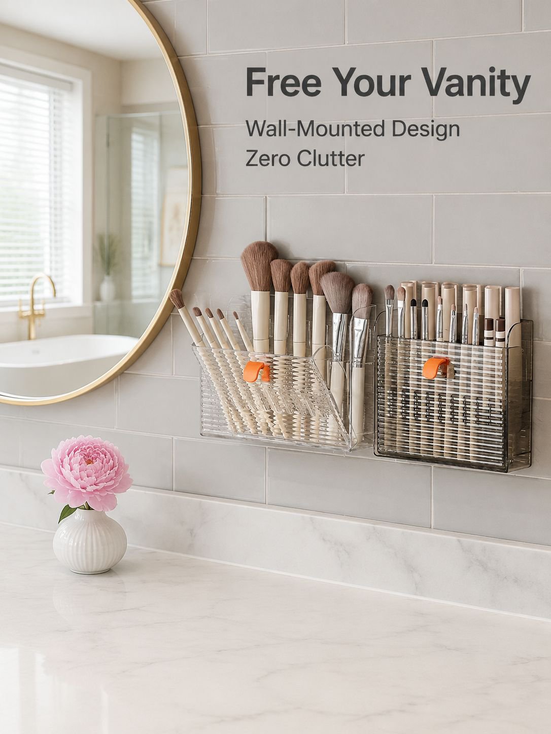 Transparent Wall-Mounted Cosmetic Organizer with Multiple Compartments
