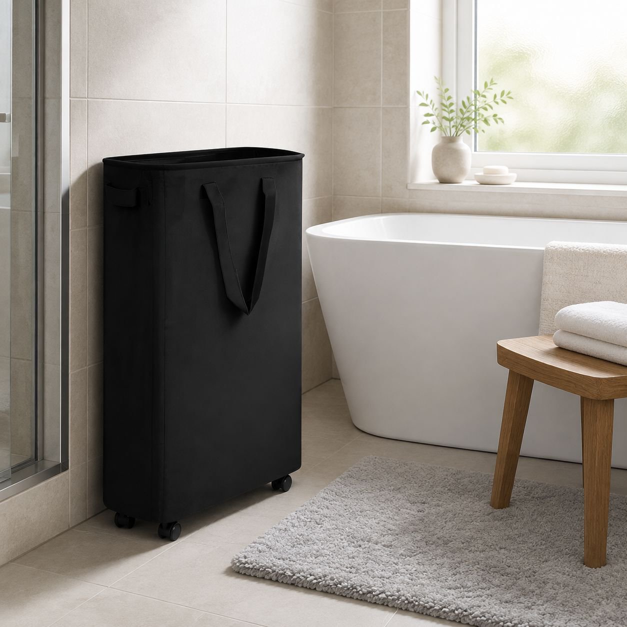 Movable Dustproof Waterproof Storage Hamper with Drawstring Closure