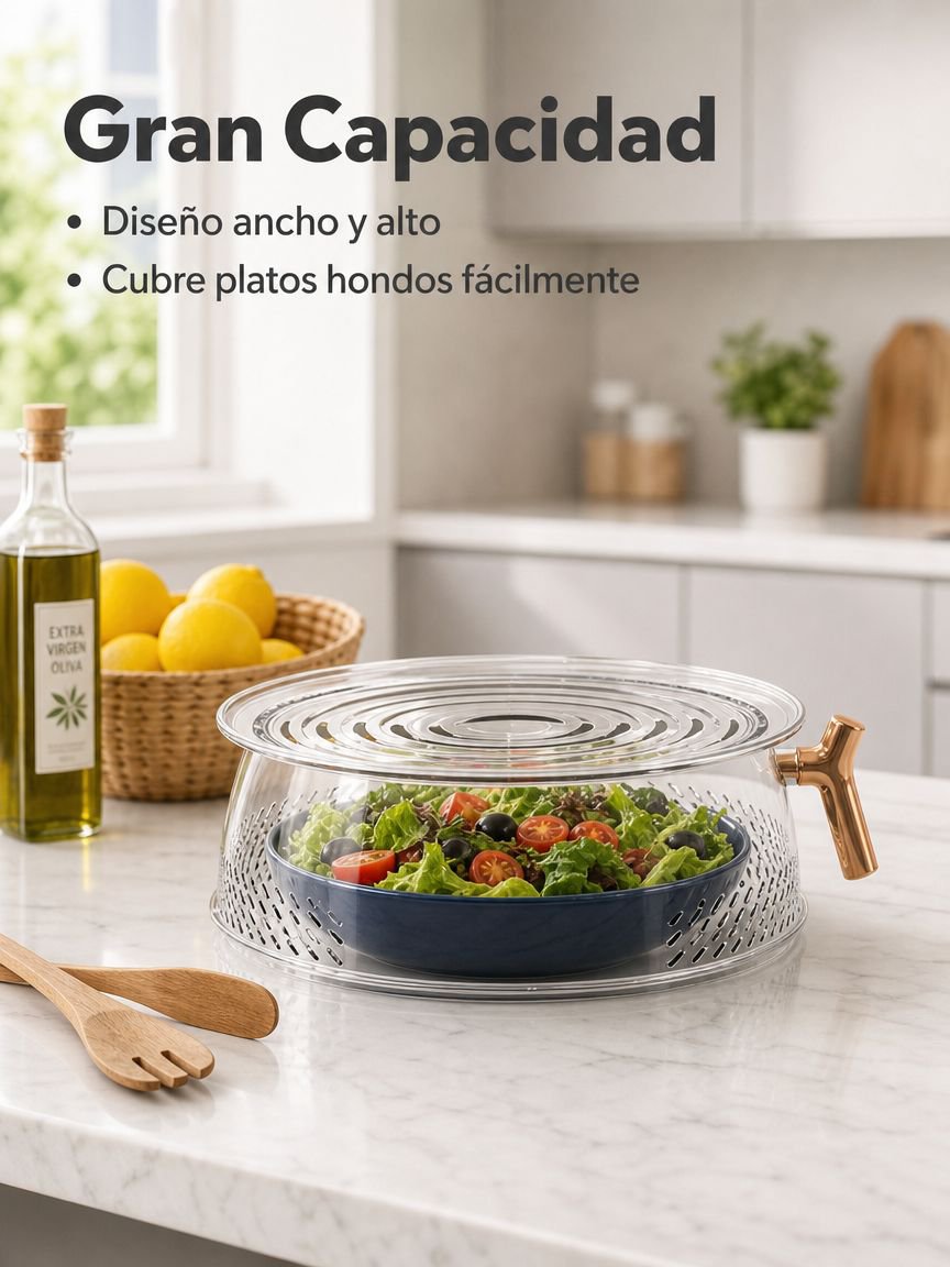 Tapa para alimentos repelente de mosquitos, duradera y con aislamiento térmico.