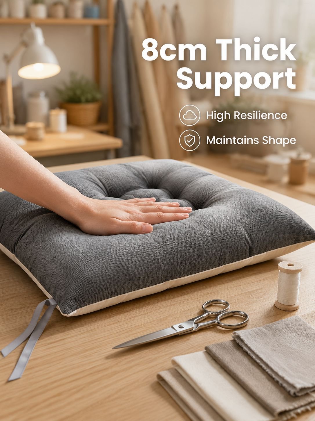 Cotton and linen thickened seat cushion