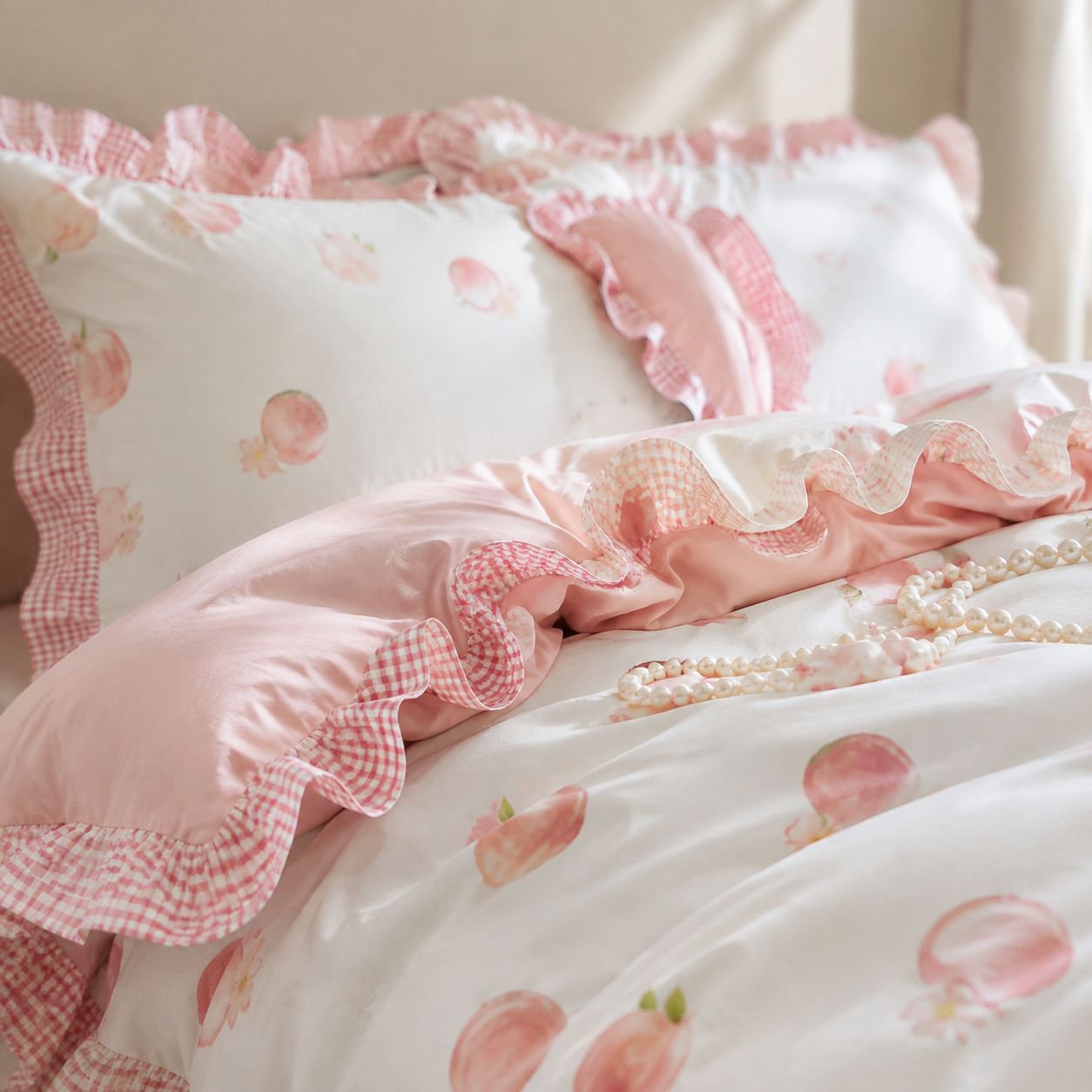 4-Piece All-Season Double Bed Set with Girly Lace Details
