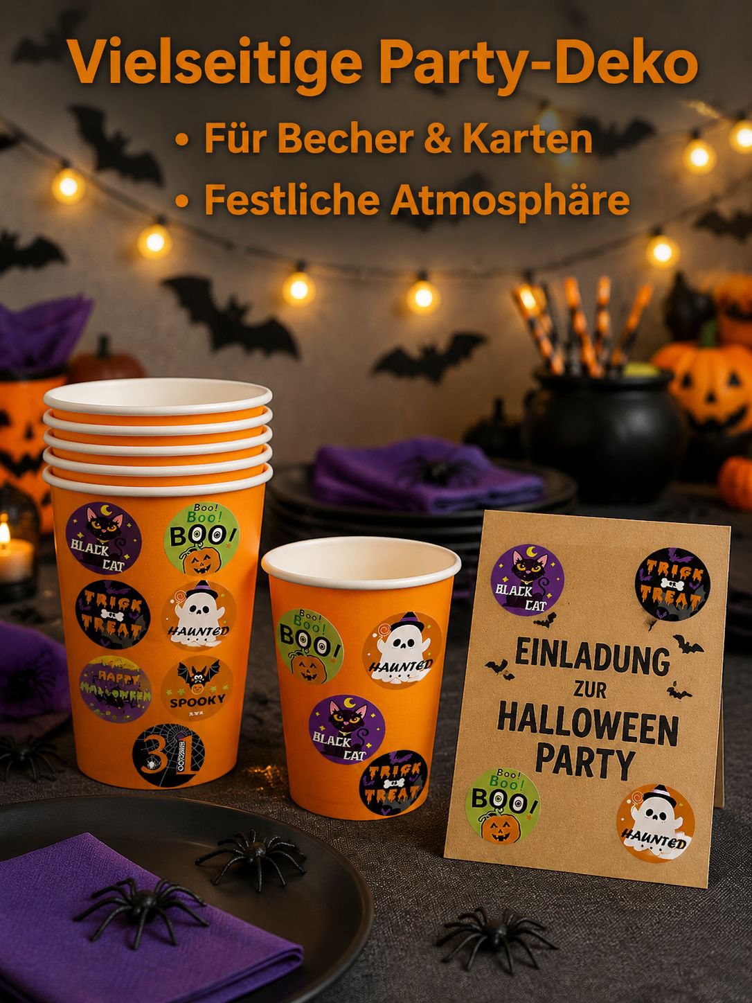 500 Halloween Aufkleber – ideal für Schule und Kindergarten