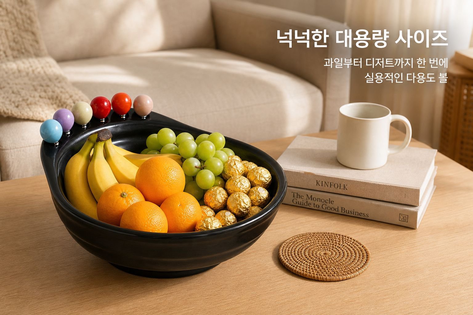 프렌치 나사산 포크 볼 가정용 거실 과일 접시 캔디 스낵 트레이 대용량 물빠짐 그릇