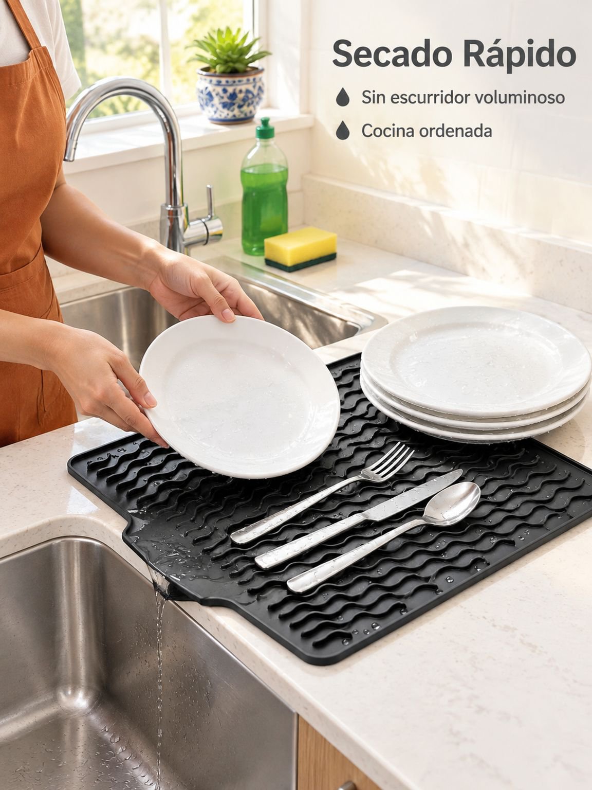 Alfombrilla de silicona para el desagüe del fregadero de la cocina