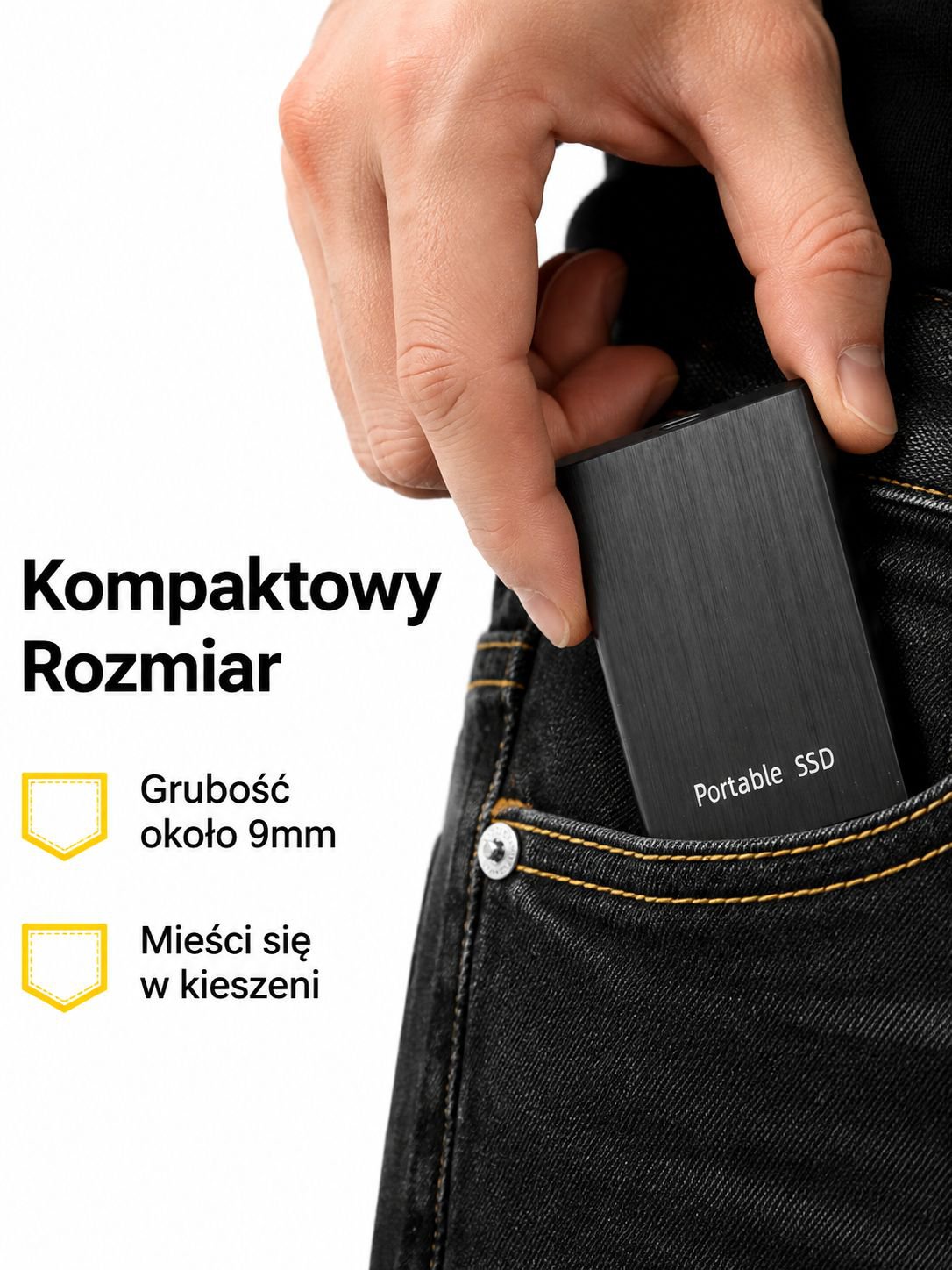 Przenośny dysk twardy o dużej pojemności z metalową obudową szczotkowaną