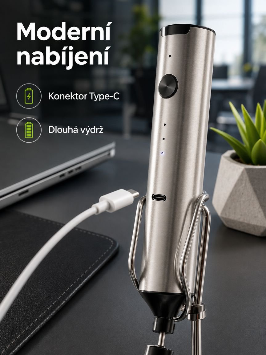 Multifunkční přenosný elektrický napěňovač mléka na kávu