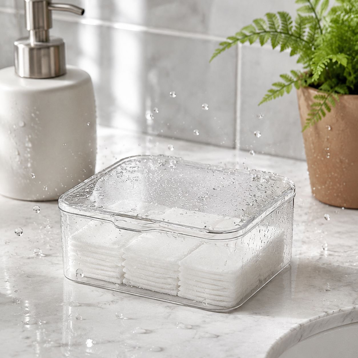Clear Flip Lid Dustproof Storage Container front view
