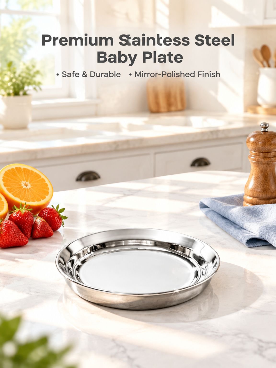 Baby Tableware Household Drop-proof Stainless Steel Plate