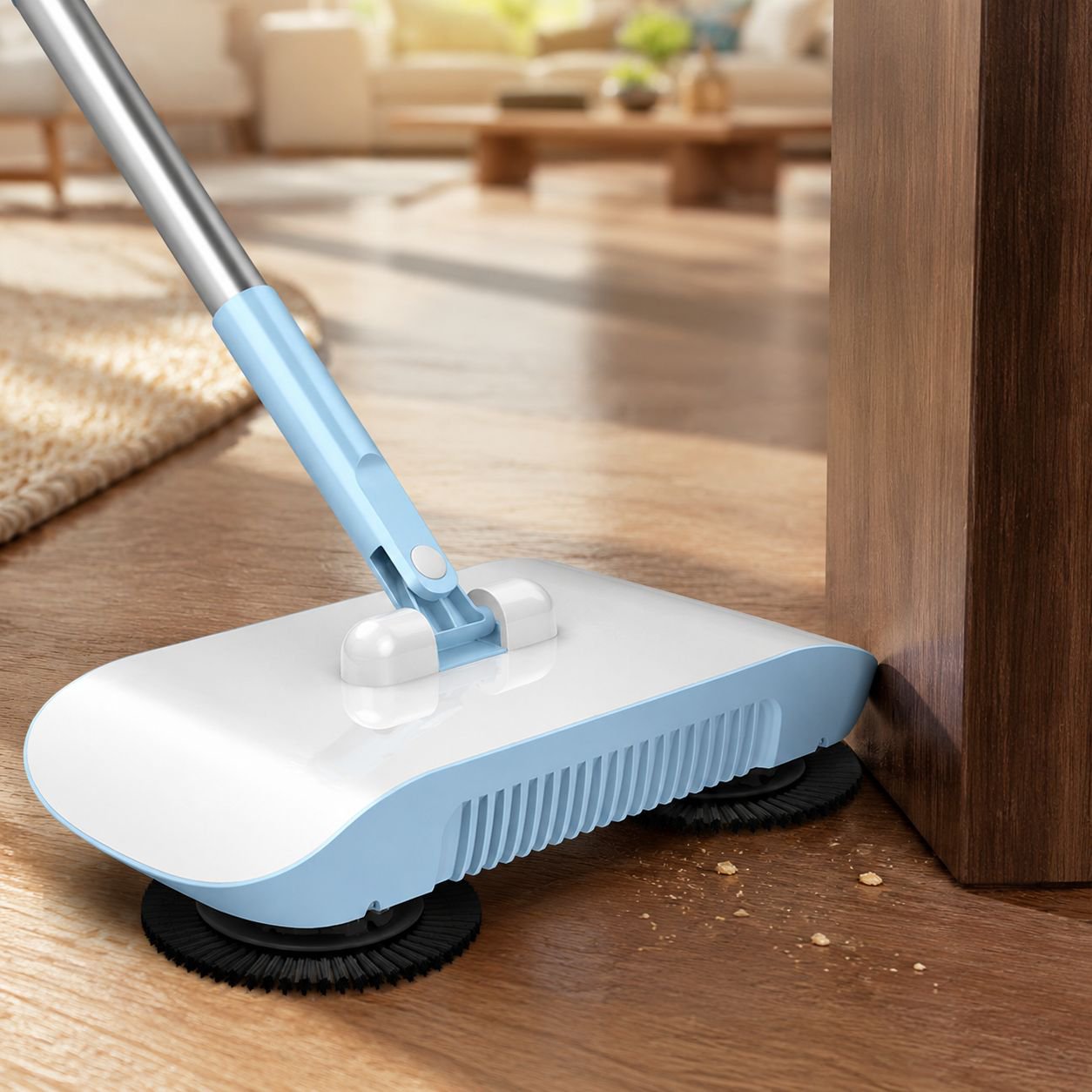Compact and easy-to-store vacuum cleaner and broom set