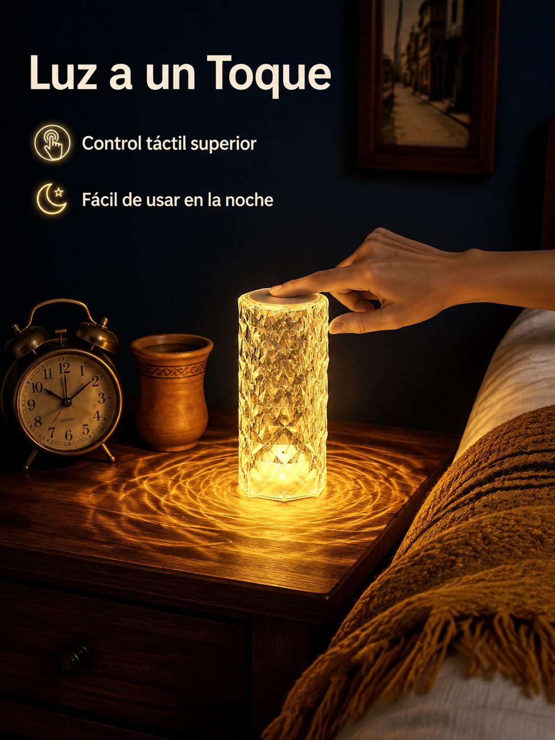 Luz ambiental de cristal de tres colores
