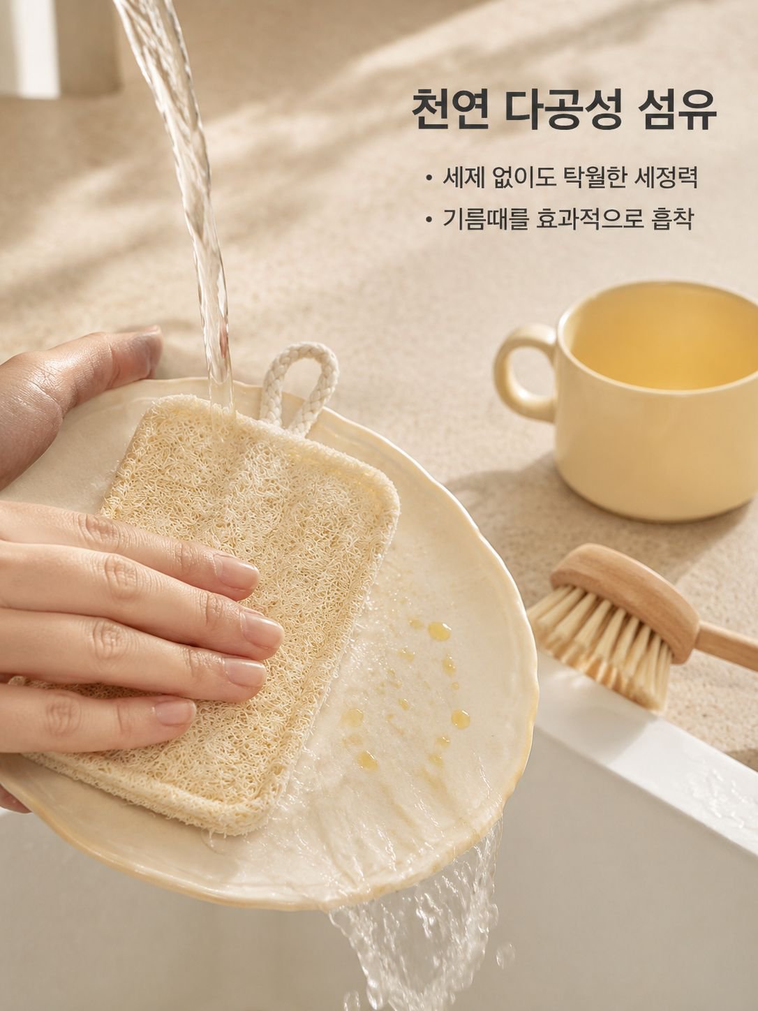 양면 구조의 목장면 수세미 클로즈업