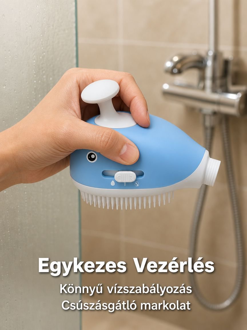 Háziállat fürdető masszázskefe, folyékony szilikon, puha és kényelmes