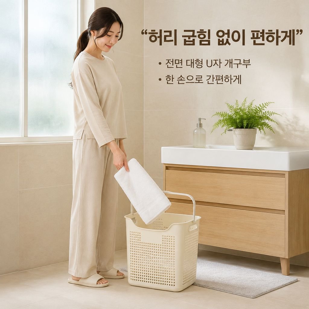 대형 플라스틱 손잡이 빨래 바구니