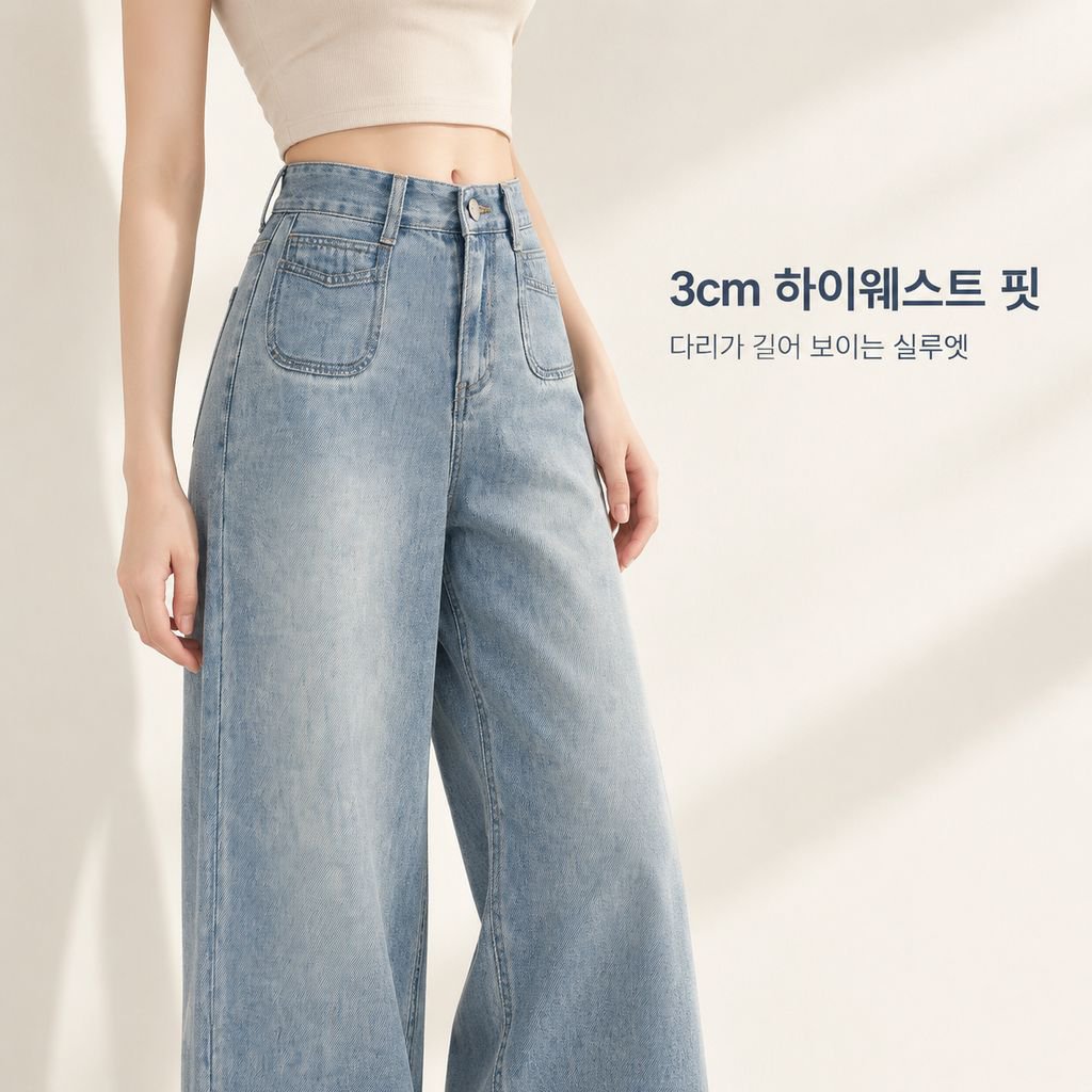 여유로운 핏의 스트레이트 와이드 레그 디자인으로 편안함을 강조