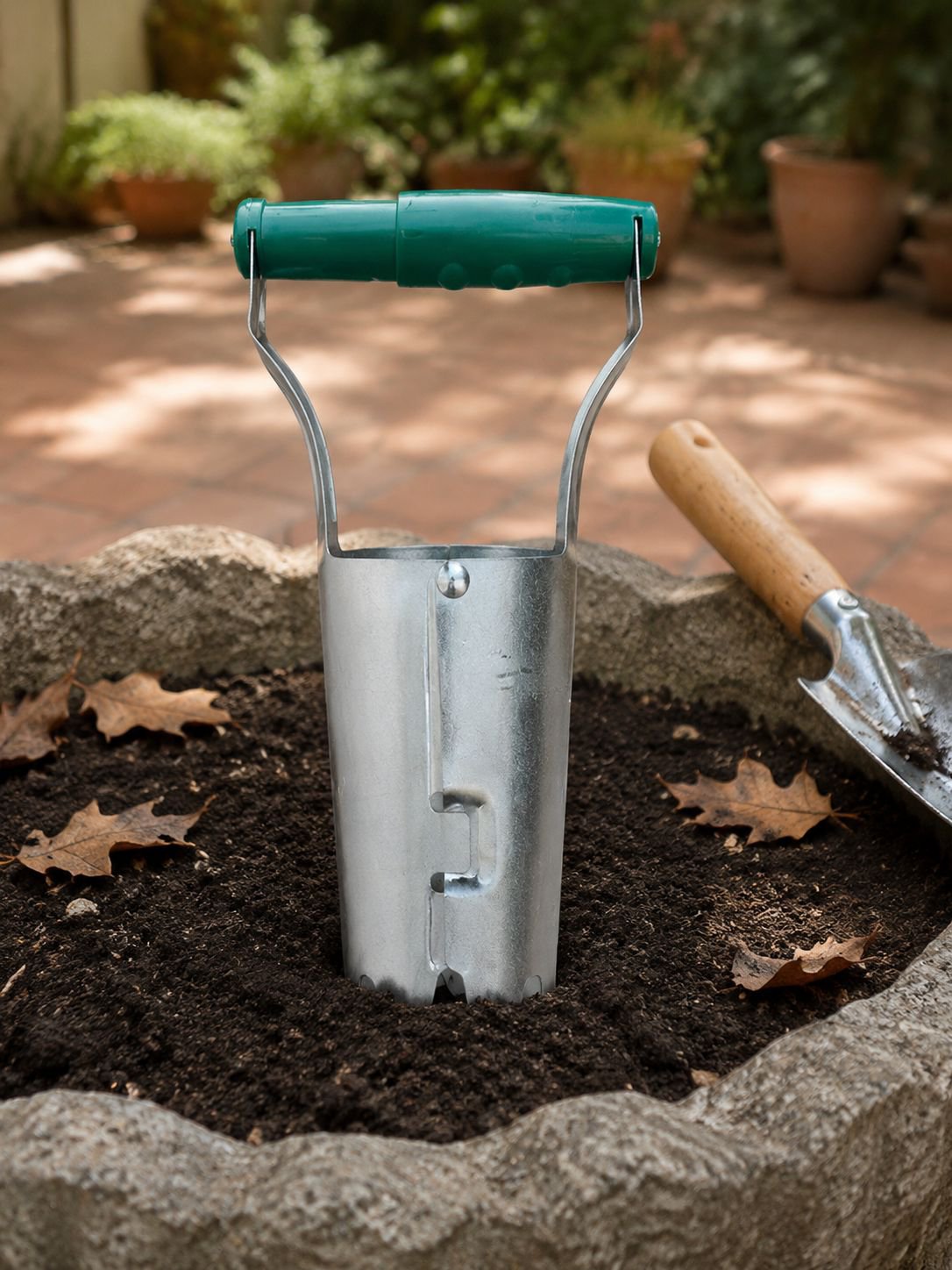 Herramienta para plantar y trasplantar flores en macetas