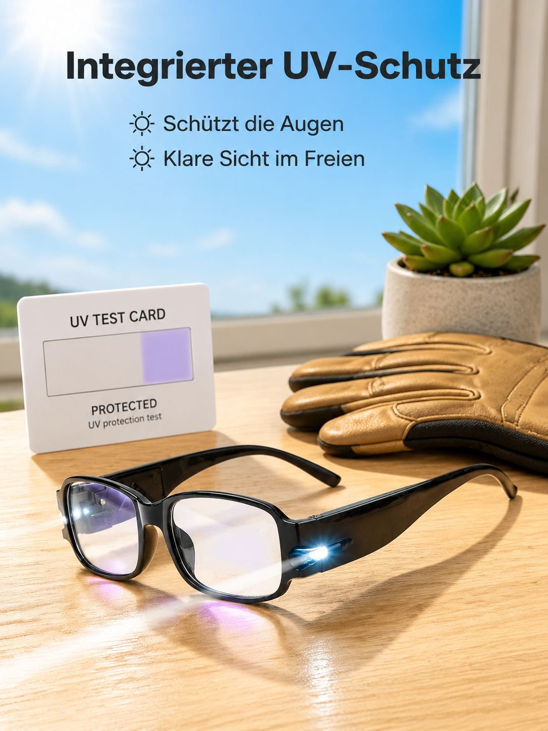 Night Vision LED Magnifying Glasses with UV Protection and Banknote Verification Function for Optica