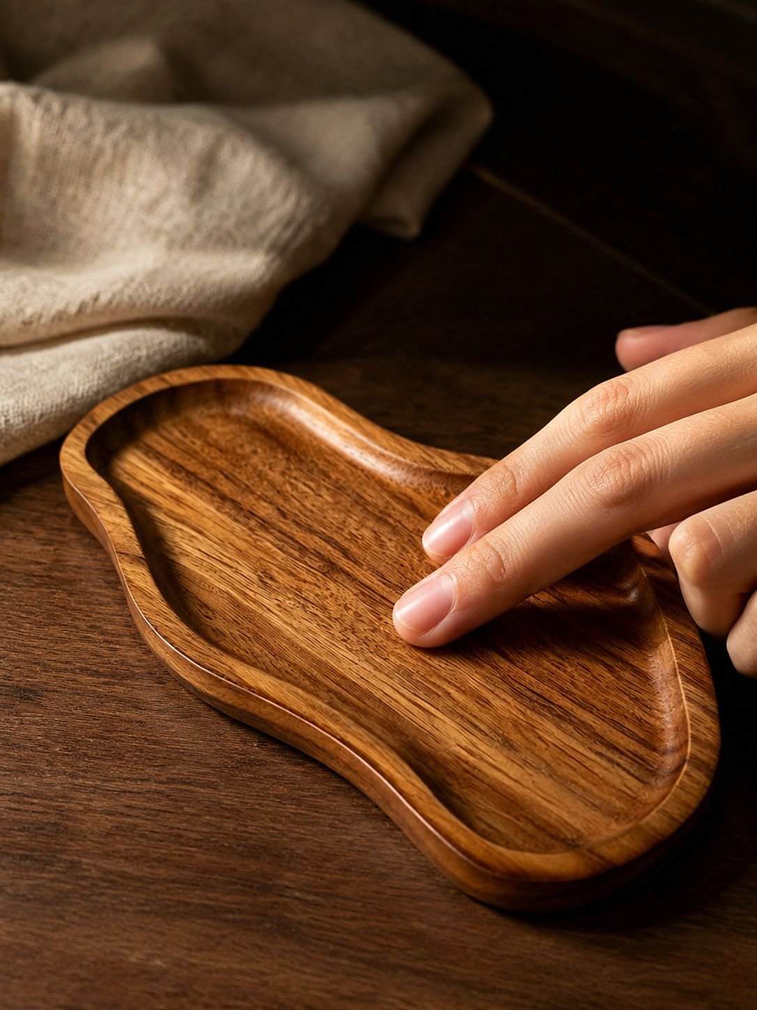 Solid wood tray adding warmth to kitchen decoration