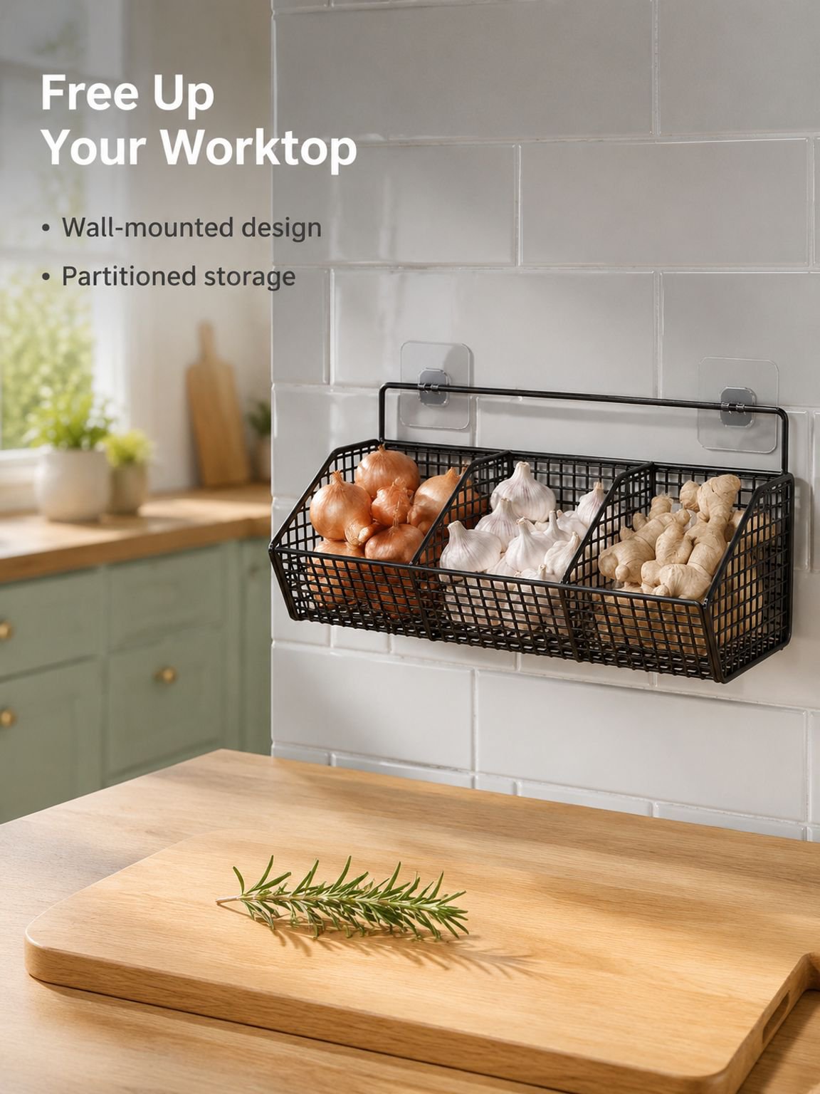No-Drill Kitchen Wall Storage Shelf