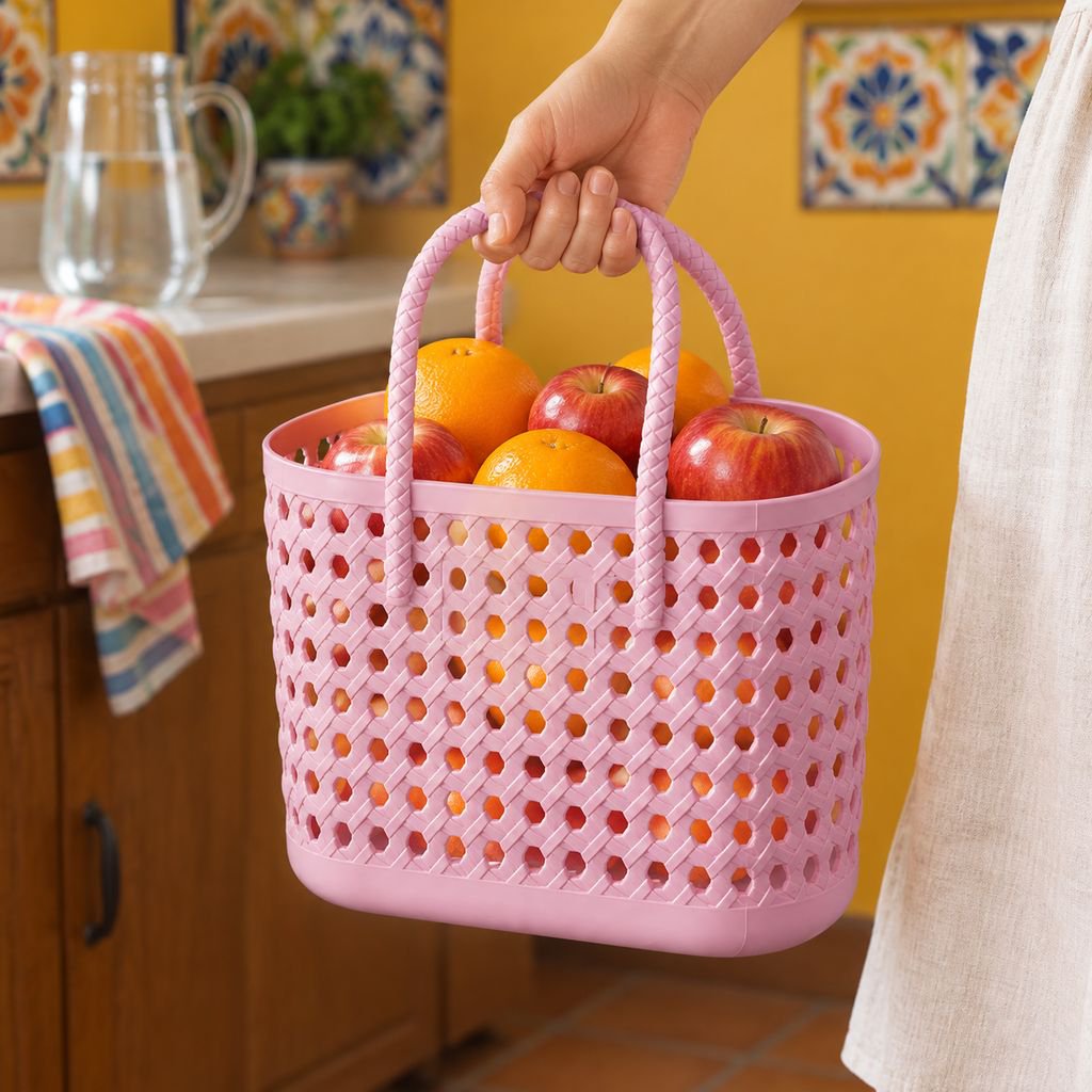Detalle de la ventilación de la canasta para frutas