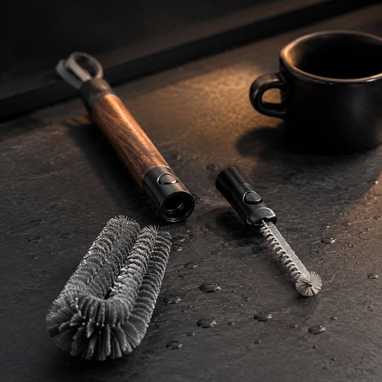 Bendable brush for cups and bottles