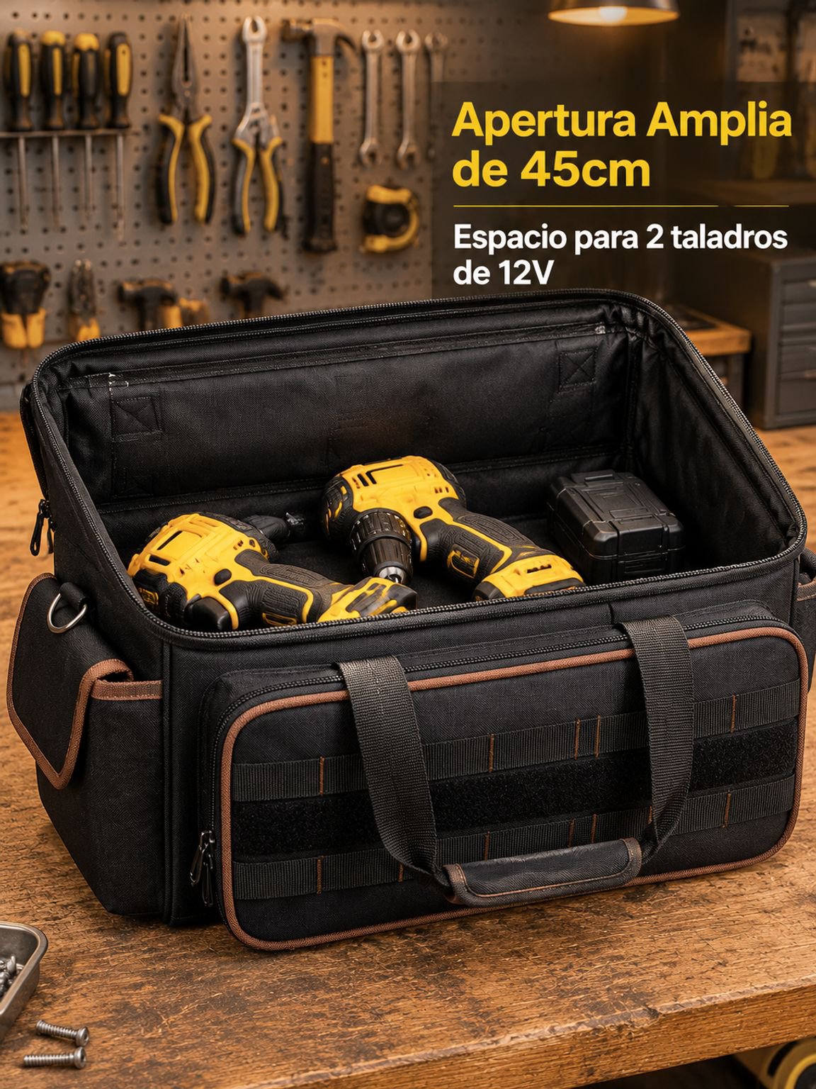 Bolsa de herramientas eléctricas de gran capacidad, tela Oxford reforzada uso multifuncional