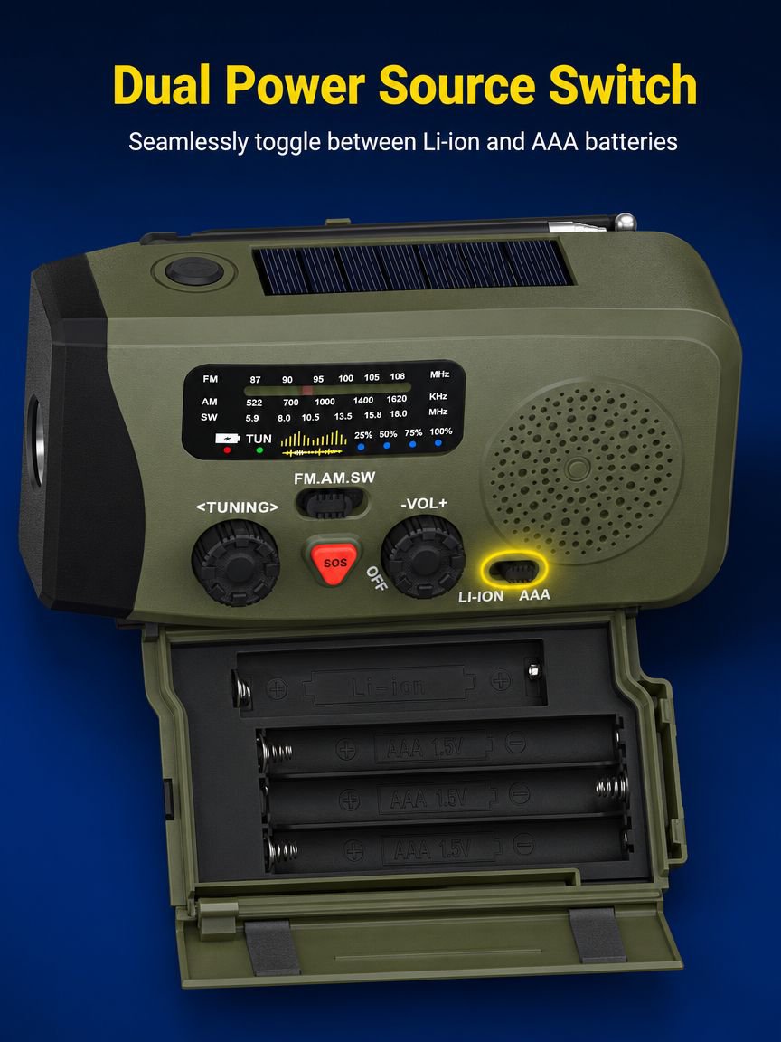 Rechargeable radio flashlight for home and travel