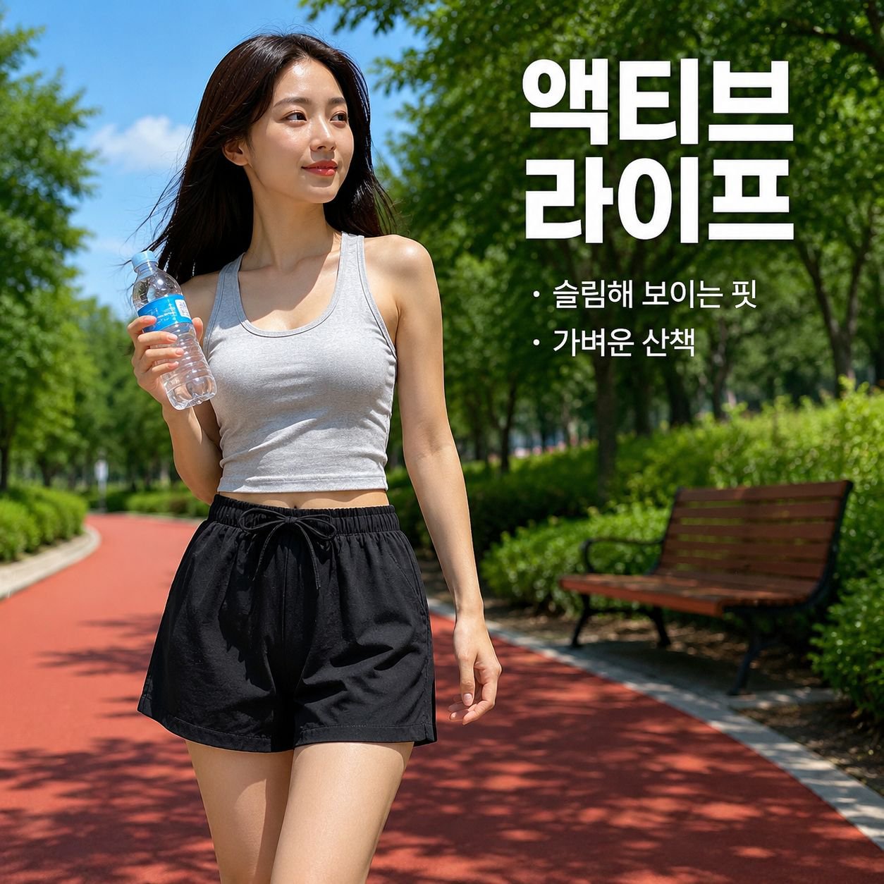 순면 소재의 반바지로, 여름에 입기 좋은 A라인 5부 팬츠입니다.